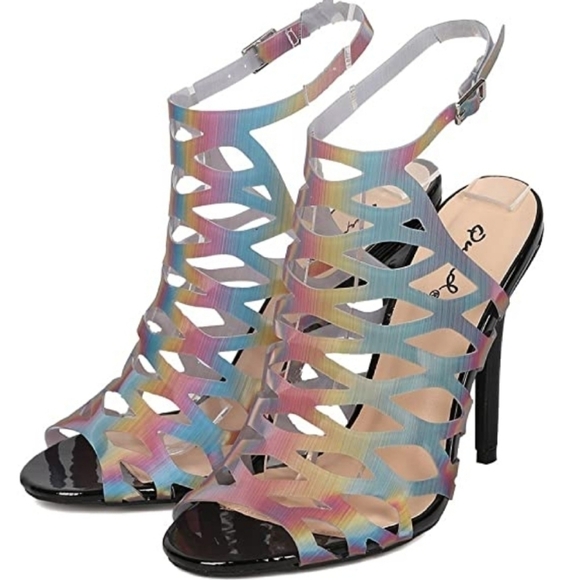 NEW! QUIPID Hologram Cage Peep Toe Sandals 7.5. - Picture 2 of 9